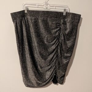 NWT Torrid Silver Glitter Lurex Cinched Bodycon Mini Skirt Size 3X